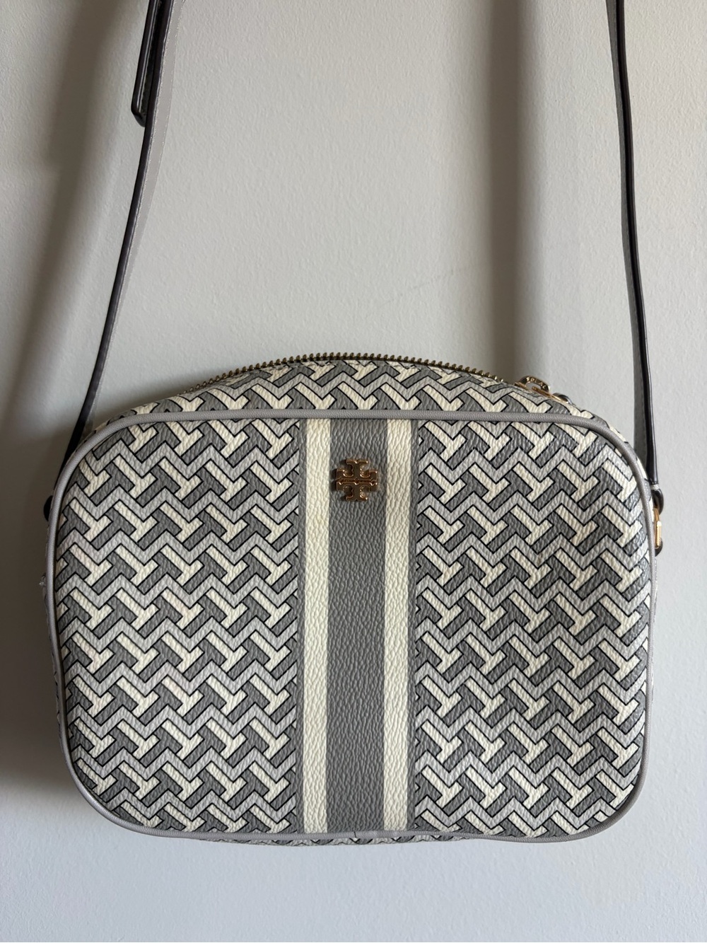 Tory Burch Gray & White Crossbody Bag